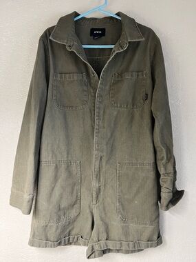 ATWYLD olive green long sleeve shorts jumpsuit